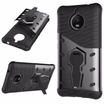 Hard Plastic + TPU Combo Armor Bracket Protective Cover Case For Motorola Moto E4 Plus (Black) - intl  