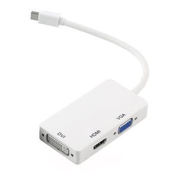 Gambar HMDI Converter Mini Display Port Thunderbolt to DVI VGA HDMI 3in1Converter Adapter(white)   intl