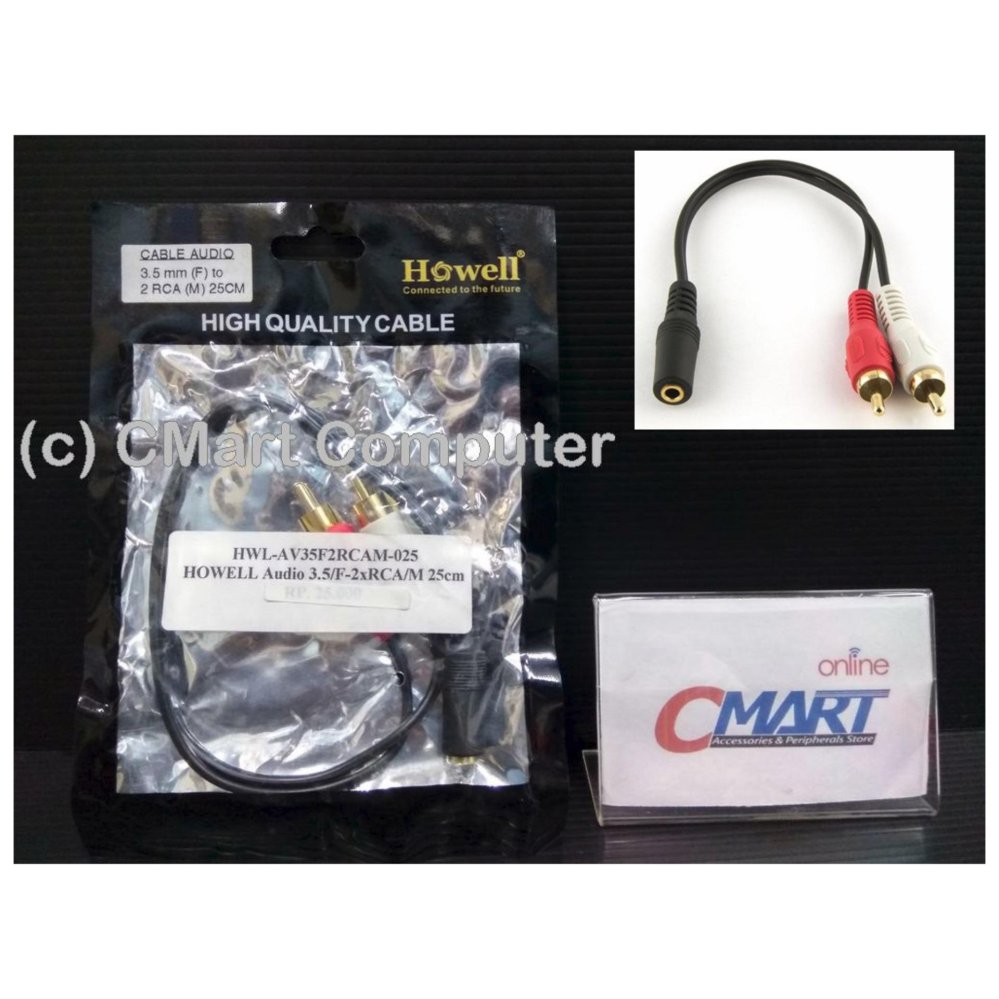 Howell Kabel Audio 3.5 mm 3.5mm Female to 2x RCA - HWL-AV35F2RCAM-025