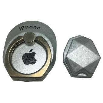 Gambar I Ring Stand Holder Hook Logo iPhone   Grey