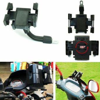 Icantiq Motor Phone Holder Motor Jepit untuk Spion motor  GPS Phone Holder for Motorcycles - Hitam