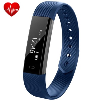 Gambar ID115 Heart Rate Smart Band Fitness Tracker Bracelet Passometer Bluetooth Watch Blue   intl
