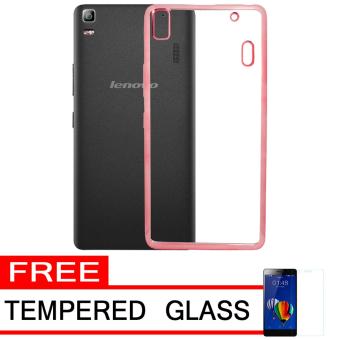 Softcase Silicon Jelly Case List Shining Chrome for Lenovo A7000 - Rose Gold + Free Tempered