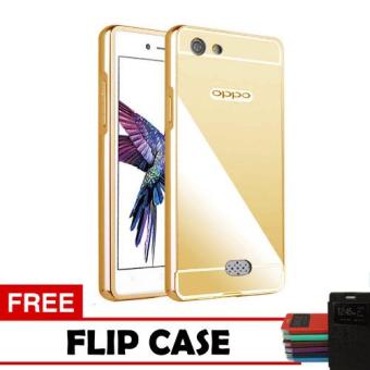 Case Oppo Neo 5 Bumper Mirror Slide - Gold + Free Flipcase