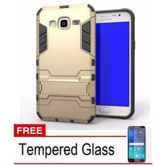 Radical Casing Armor Kickstand Series For Samsung Galaxy J2 Prime - Emas + Free Tempered Glass