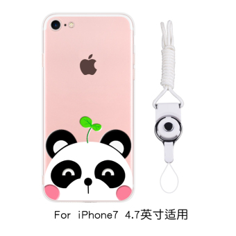 Gambar IPhone7 7 plus 8plus transparan kartun lanyard Apel ultra tipis shell ponsel