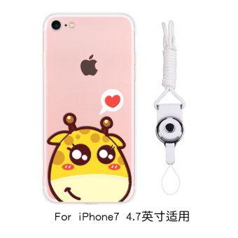 Gambar IPhone7 7 plus 8plus transparan kartun lanyard Apel ultra tipis shell ponsel