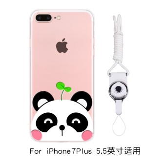 Gambar IPhone7 7 plus 8plus transparan kartun lanyard Apel ultra tipis shell ponsel