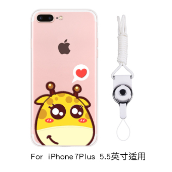 Gambar IPhone7 7 plus 8plus transparan kartun lanyard Apel ultra tipis shell ponsel