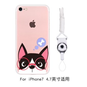 Gambar IPhone7 7 plus 8plus transparan kartun lanyard Apel ultra tipis shell ponsel