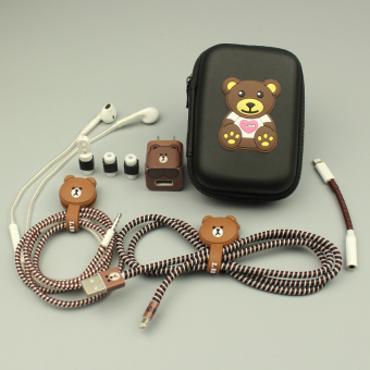 Gambar Iphone7 7plus kepribadian apel headphone pelindung musim semi kawat kabel data