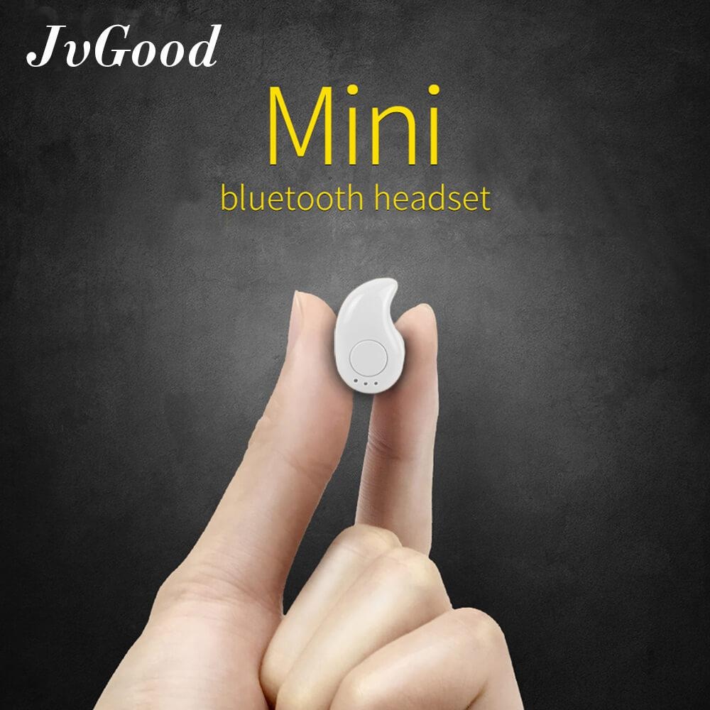 JvGood Mini Bluetooth Headphone Nirkabel Earbud In-ear Earphone Headset With Mikrofon For Has Lived In Smart IOS Ponsel Android (HITAM)