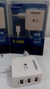 Kabel Charger Samsung + Adapter 3 USB Output 3-4 A Fast Chaerger  