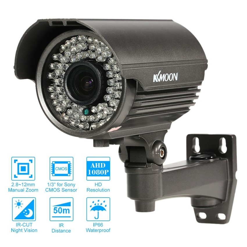 Gambar KKmoon 1080P AHD Bullet CCTV Analog Camera 2.8~12mm Manual Zoom Varifocal Lens 1 3   for Sony CMOS 2.0MP IR CUT 72 IR LEDS Night Vision Weatherproof Indoor Outdoor Security PAL System ^   intl