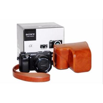 Gambar Leather Case For Sony Alpha A6000   Cokelat