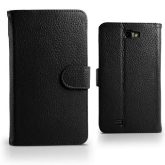 Gambar Leegoal Black Flip Stand Synthetic Leather Wallet Case Cover with ID Credit Card Slot for Samsung Galaxy NOTE II N7100   intl