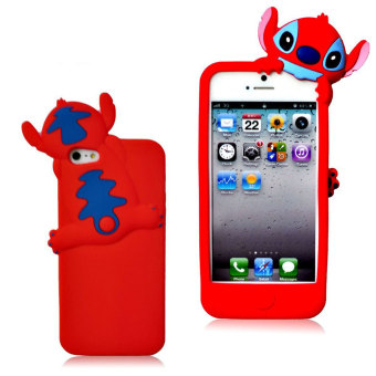Gambar Leegoal Red 3D Stitch Hide and Seek Silicone Case Cover for Apple iPhone 5 5S   intl
