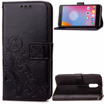 Gambar Lenovo K6 Note Case, Lucky Clover PU Leather Flip Magnet WalletStand Card Slots Protective Case Cover for Lenovo K6 Note (Black)  intl