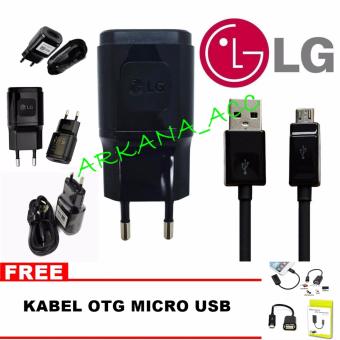 Gambar LG Travel Charger Micro Usb 1.8A Ori Nonpacking + Bobus Kabel OTG Micro Usb