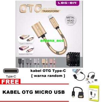 Log On Kabel OTG Type-C + Bonus Kabel OTG Micro Usb