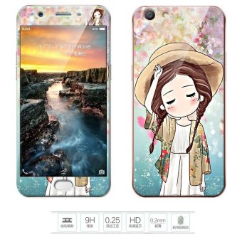 Gambar Luxury 3D Painting Front+Back Full Case Cover Color Tempered GlassCase For OPPO A57 5.2\