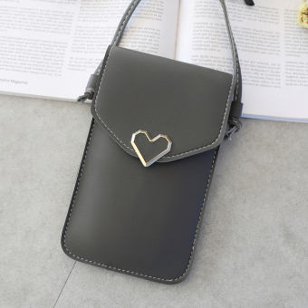 Gambar Mencium wanita transparan berbentuk hati logam dekoratif handphone tas