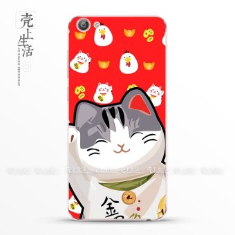 Gambar Meng Cinta VivoX6 7plus Kartun Transparan Dapat Beruntung Kucing Handphone Shell Pelindung Lengan