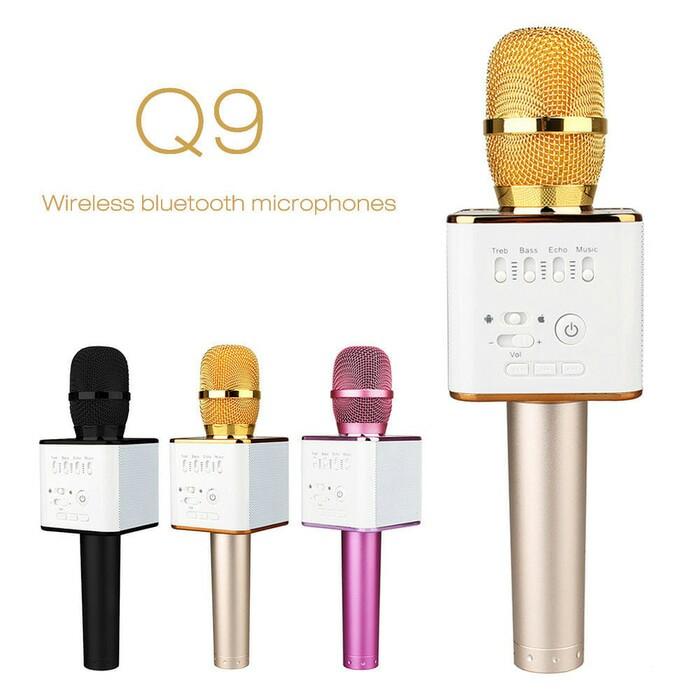 Mic Microphone SMULE Q9 KARAOKE Mikropon Wireless Bluetooth Speaker di HP