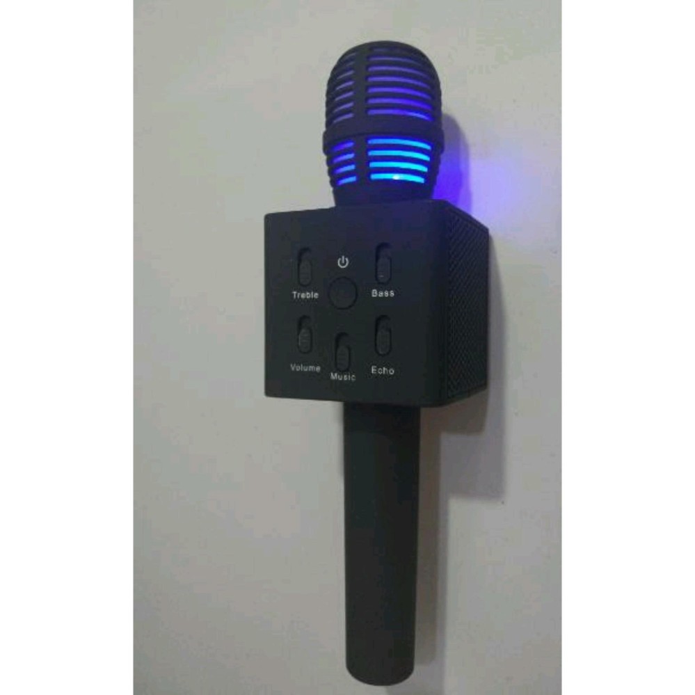 Mic Q7 Bluetooth Speaker Microphone Led Light - Hitam