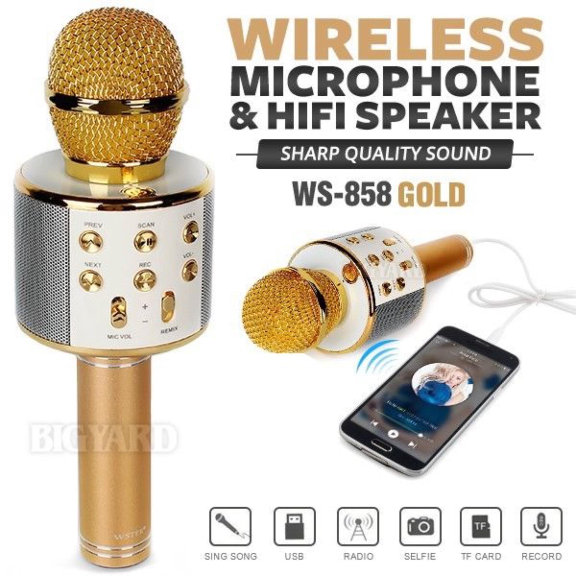 MIC WS-858 wireless mobile phone Bluetooth microphone, palm KTV card speaker - intl