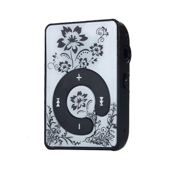 Gambar Mini Clip Flower Pattern MP3 Player Music Media Support Micro SD TF Card BK   intl