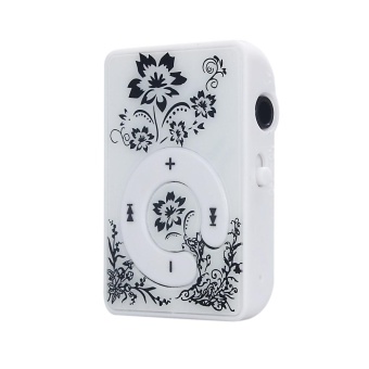 Gambar Mini Clip Flower Pattern MP3 Player Music Media Support Micro SD TF Card WH   intl