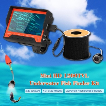 Gambar Mini HD Underwater Fish Finder Kit with 4.3   LCD Monitor + 30M1200TVL Camera + Bracket + Wristband support RJ45 Cable TestWaterproof Infrared Night View Plug and Play for Ice Sea RiverFishing TomNet ^   intl