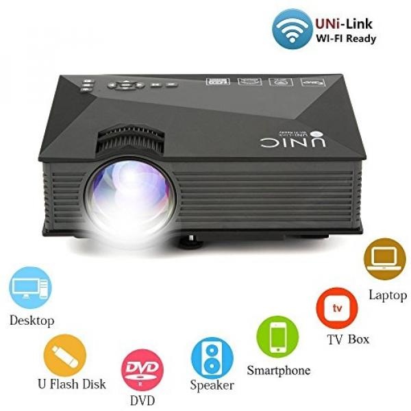 Mini Projector UC46 Portable Multimedia Home Cinema Theater 1200 Lumens LED Projection with USB VGA HDMI SD Card AV WiFi for Party,Home Entertainment,20000 Hours Led Life with Remote - intl