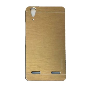 Motomo Hardcase For Lenovo A6010  A6010 Plus  A6010+  A6010 + A6000 Rubber Polycarbonat + Metal Hardcase Hard Back Case  HardBack Cover  Metal Allumunium Case  Casing HP  Casing Handphone -Gold