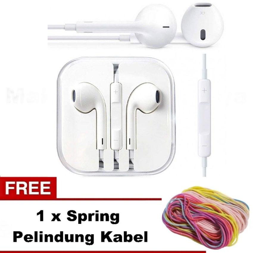 DISKON MR (BONUS KABEL PELINDUNG KABEL) handfree mp3 warna earphone
Headset Earpods Handsfree general dengan Mic cocok untuk iPhone 5G 5S
6s iphone 6G 6S - putih