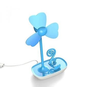 Gambar NAMEO DIY USB Fan with Mobile Phone holder, USB or Powered DesktopMini Cooling Fan with Bracket (Blue)   intl
