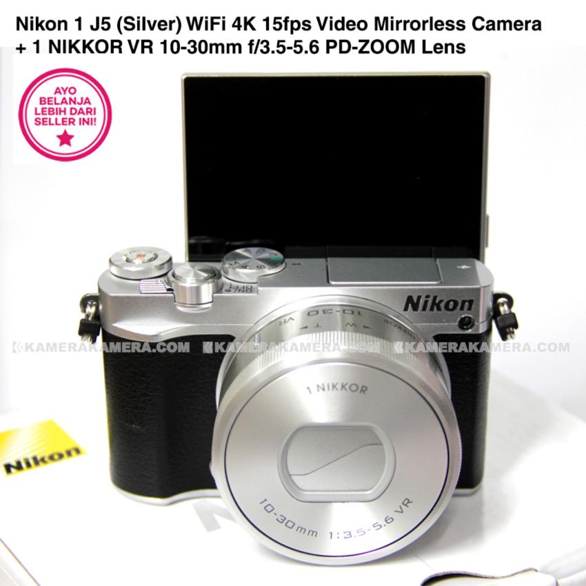 Nikon 1 J5 (Silver) WiFi 4K 15fps Video Mirrorless Camera + 1 NIKKOR VR 10-30mm f/3.5-5.6 PD-ZOOM Lens  