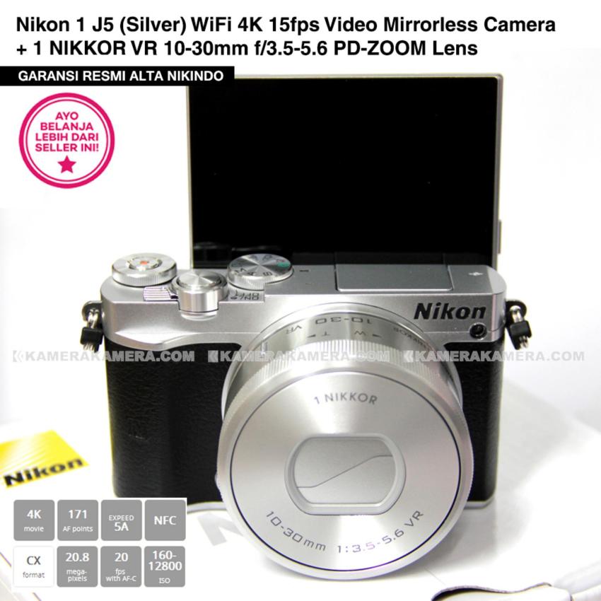NIKON 1 J5 WiFi 4K 15fps Video Mirrorless Camera + 1 NIKKOR VR 10-30mm f/3.5-5.6 PD-ZOOM Lens (Garansi Resmi Alta Nikindo)  