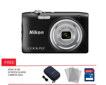 Nikon Coolpix A 100 - 20 MP - Hitam + Gratis Screen Guard + Memory + Tas Kamera  