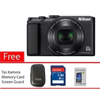 Nikon Coolpix A 900 Hitam Free Memory Card, Screen Guard dan Tas Camera  