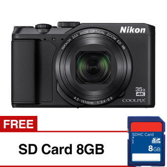 Nikon Coolpix A900 Compatible with Snapbridge App - 20.3MP - Hitam + Gratis SD Card 8GB  