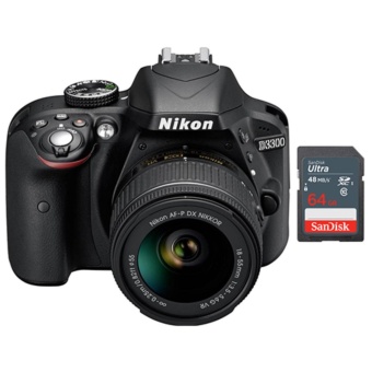 Nikon D3300 SLR Camera + 18-55mm AF-P VR Lens - Sandisk 64GB SD Bundle - intl  