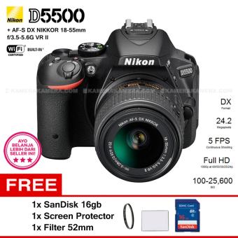 NIKON D5500 AF-S 18-55mm VR II 24.2MP DX-Format CMOS Sensor + SanDisk 16gb + Screen Protector + Filter 52mm  