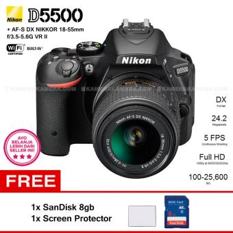 NIKON D5500 AF-S 18-55mm VR II 24.2MP DX-Format CMOS Sensor + SanDisk 8gb + Screen Protector  