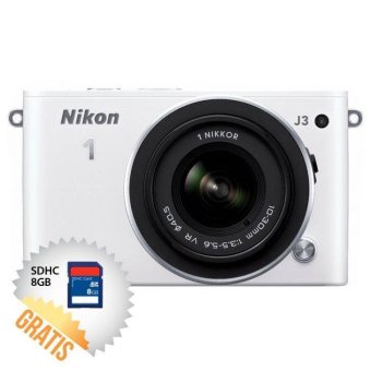 Nikon J3 Lensa Kit 10-30 mm 14.2 MP Putih + Memory SDHC 8 GB  