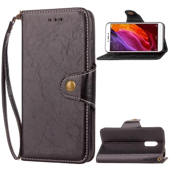 Gambar OEM for Xiaomi Redmi Note4 Note 4 Cases PU Leather Cover RetroBusiness Style with Card Pockets Magnet Clip Strong Hand StrapBlack Color   intl