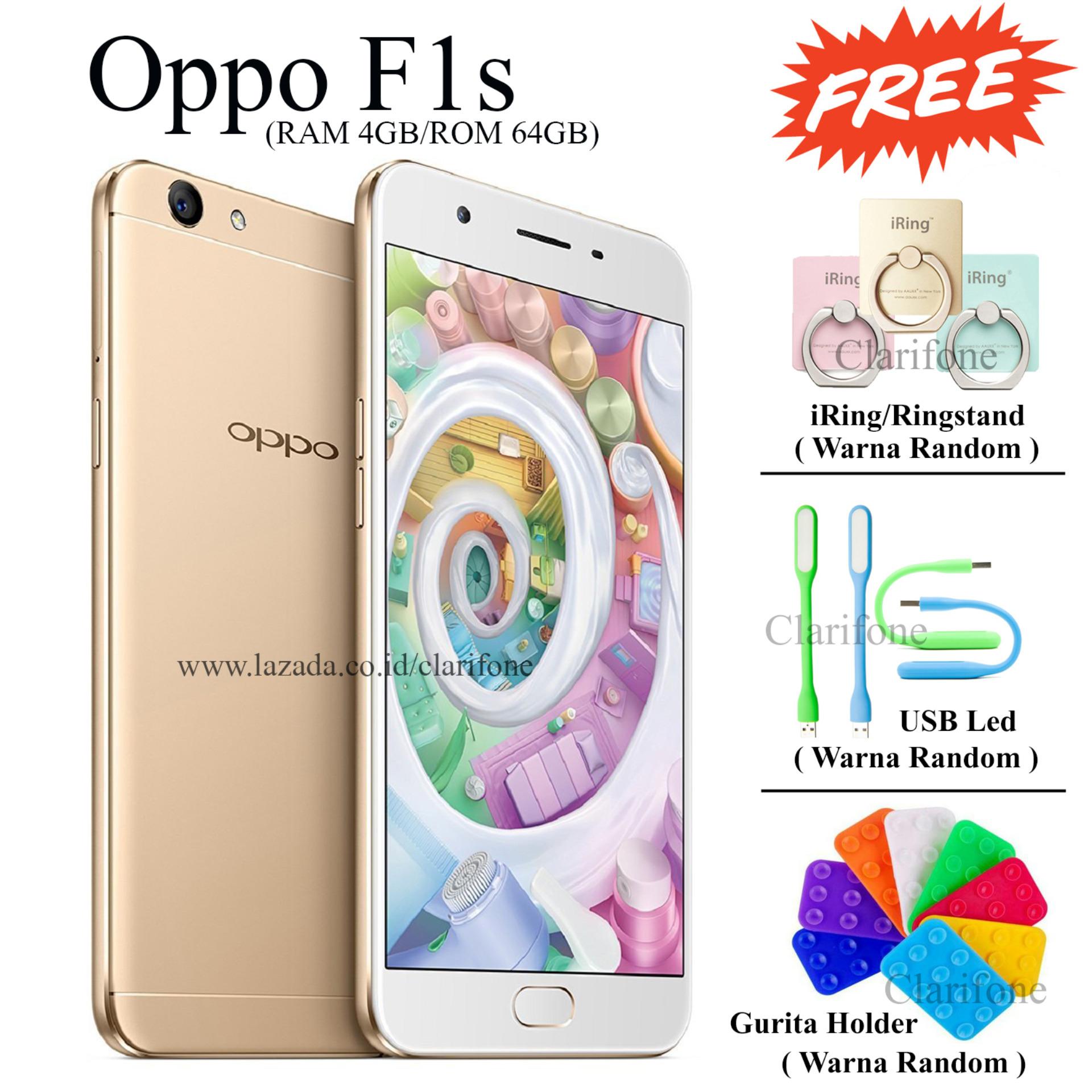 Oppo F1s Selfie Expert - New Edition - Ram 4GB - 64GB - Fingerprint - Jaringan 4G - Gold