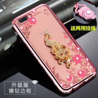 Gambar Oppor11 r11plus r11 berlian imitasi silikon lembut semua termasuk lanyard ponsel shell pelindung lengan