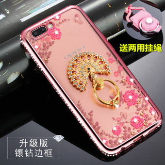 Gambar Oppor11 r11plus r11 berlian imitasi silikon lembut semua termasuk lanyard ponsel shell pelindung lengan
